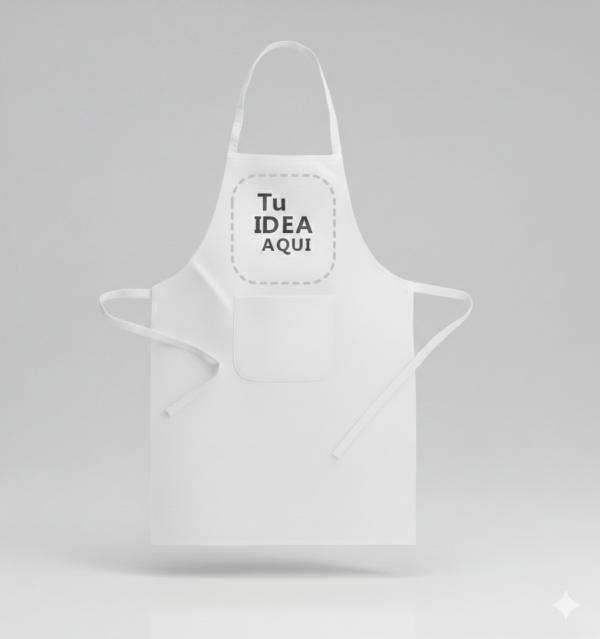 Delantal de Cocina Largo WHITE con Bolsillo - Tejido TC Algodón y Poliéster