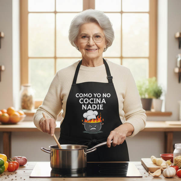 Delantal de Cocina Largo BLACK con Bolsillo - Tejido TC Algodón y Poliéster - Imagen 3