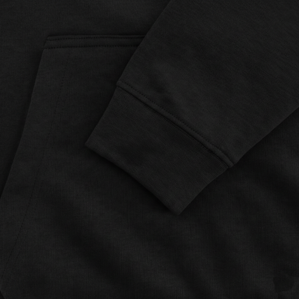 Sudadera con Capucha NEGRA Unisex 280g - Felpa Perchada y Bolsillo Canguro - Imagen 4