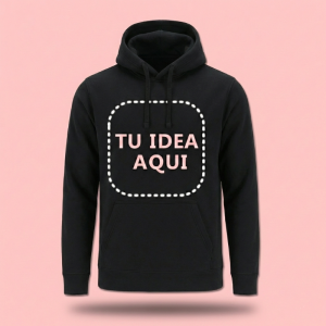 Sudadera con Capucha NEGRA Unisex 280g - Felpa Perchada y Bolsillo Canguro