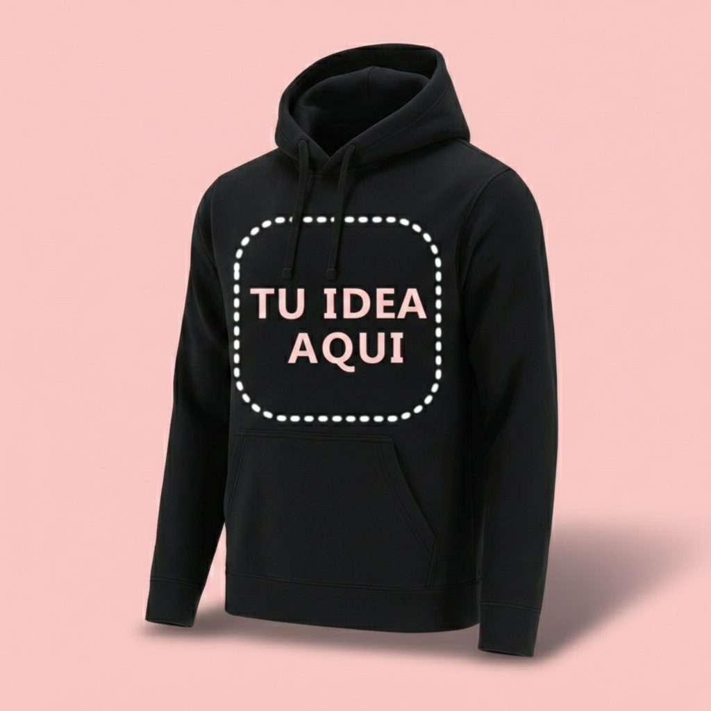 Sudadera con Capucha NEGRA Unisex 280g - Felpa Perchada y Bolsillo Canguro - Imagen 2